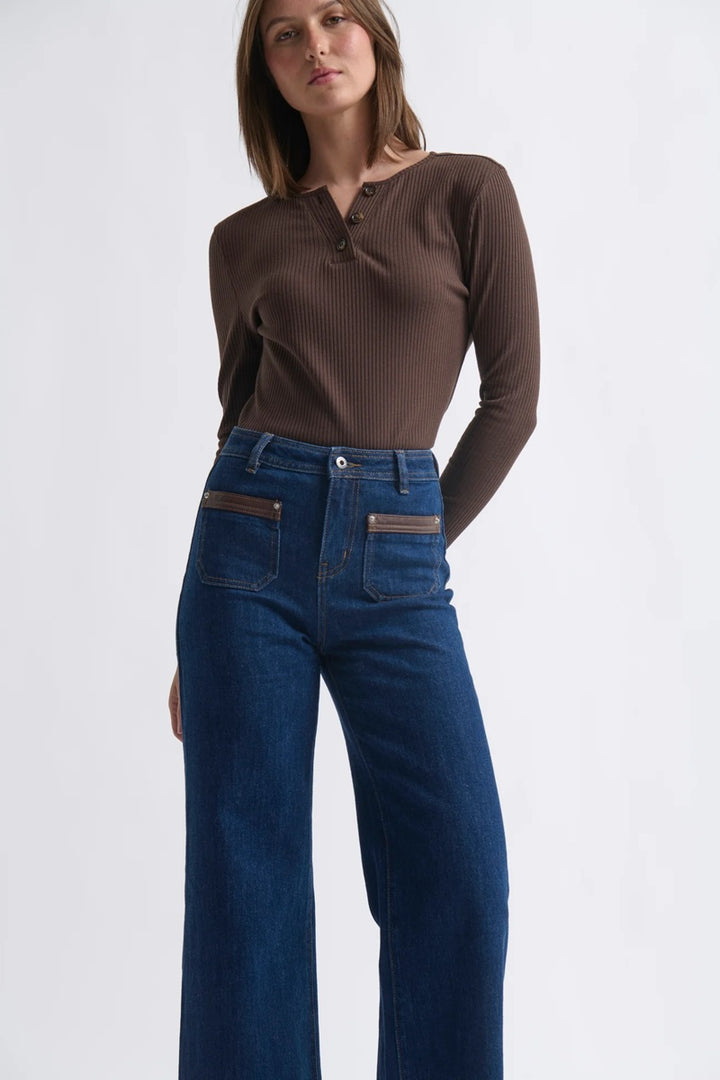 Harper Jean  Leather Pocket | Palisade Blue