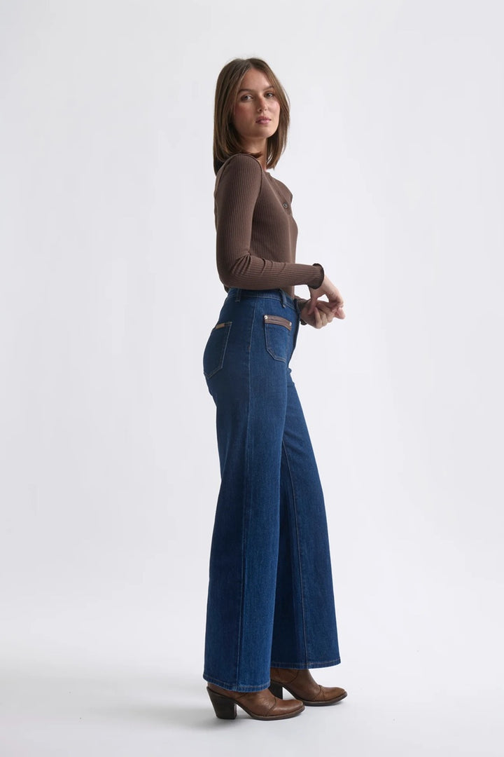 Harper Jean  Leather Pocket | Palisade Blue