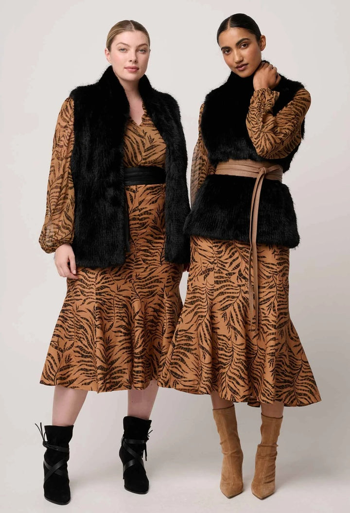 Hazel Faux Fur Vest | Black
