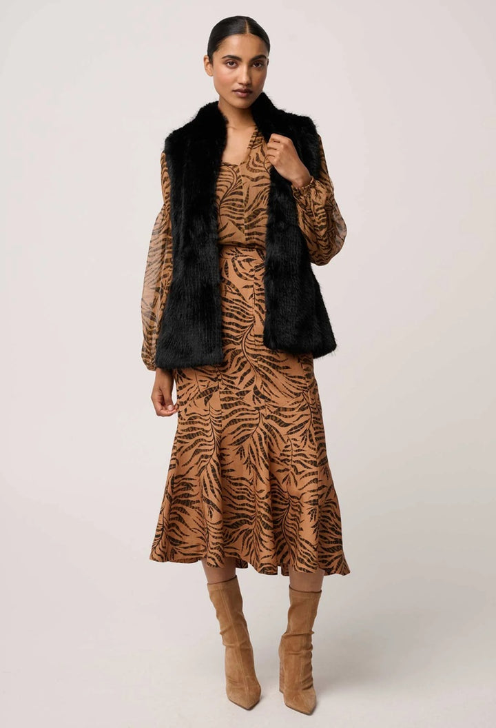 Hazel Faux Fur Vest | Black