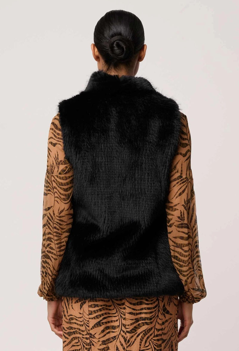 Hazel Faux Fur Vest | Black