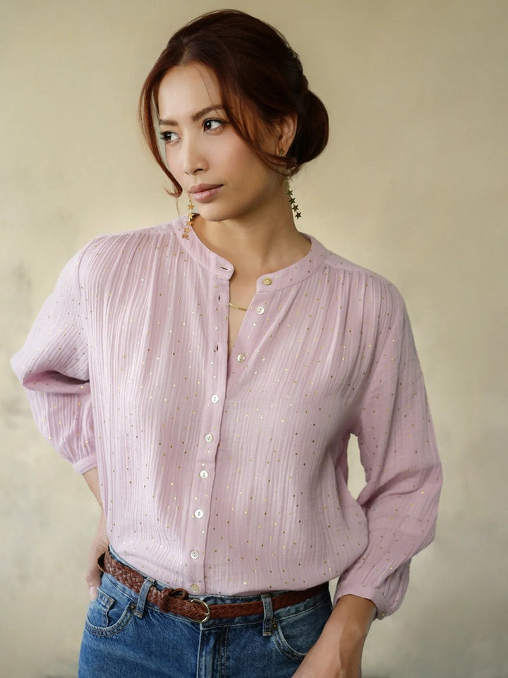 Ines Gold Dots Blouse | Rose