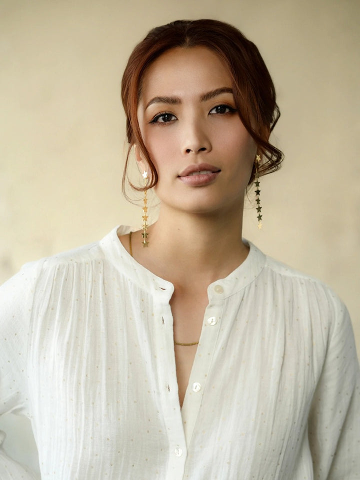 Ines Gold Dots Blouse | Ecru