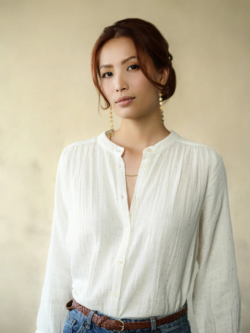Ines Gold Dots Blouse | Ecru