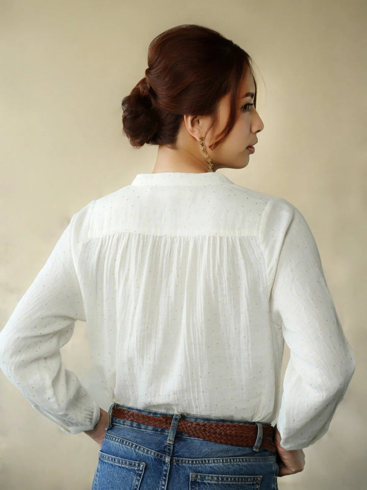 Ines Gold Dots Blouse | Ecru