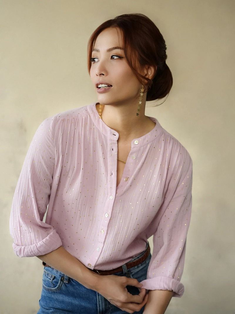 Ines Gold Dots Blouse | Rose