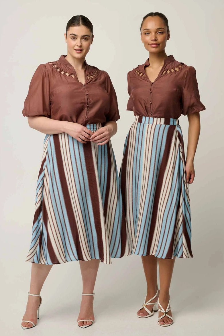 Iris Viscose Blend Skirt | Iridescent Stripe