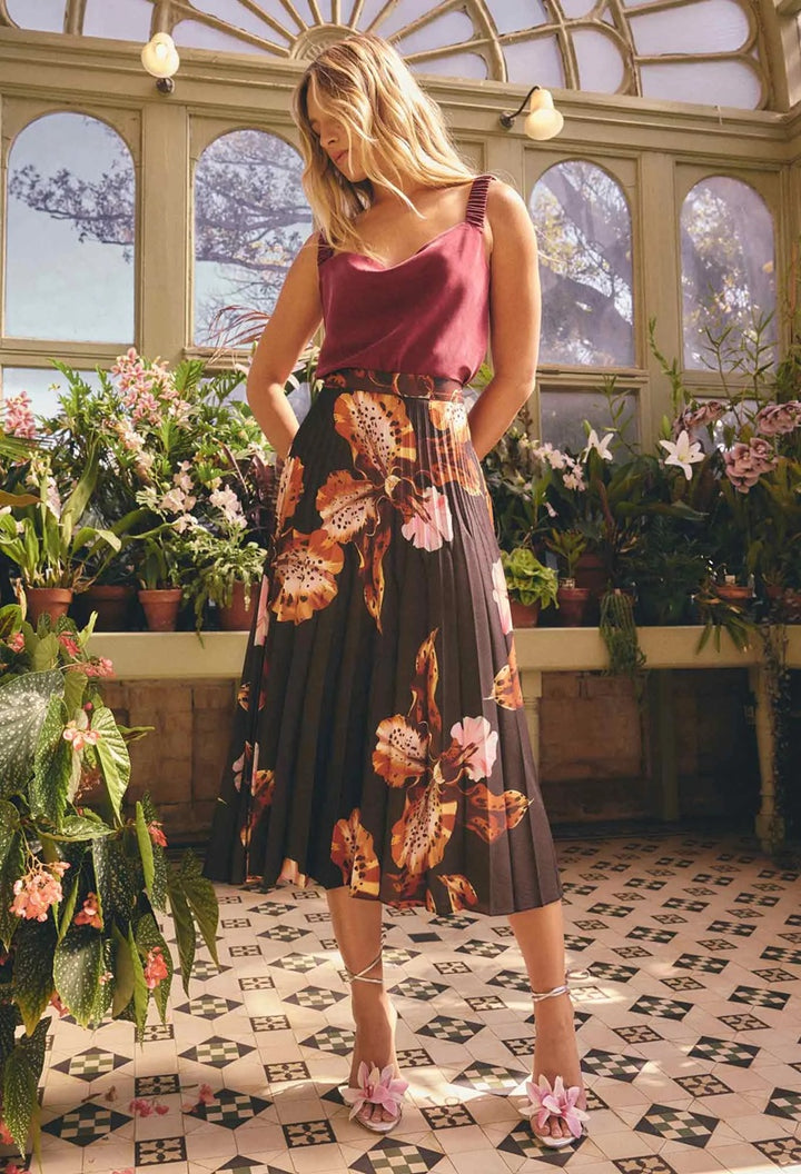 Iris Pleated Skirt | Sunset Orchid