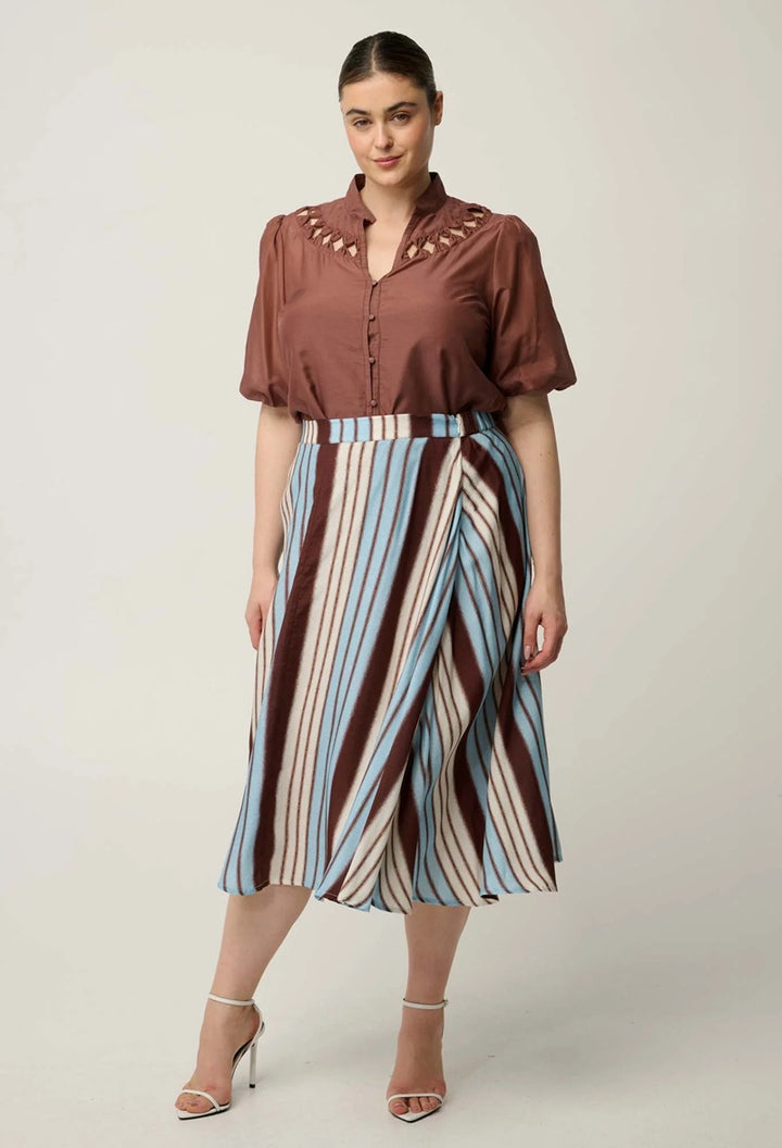 Iris Viscose Blend Skirt | Iridescent Stripe