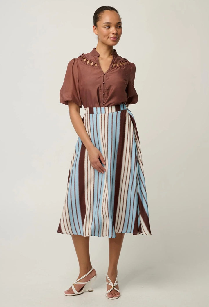 Iris Viscose Blend Skirt | Iridescent Stripe