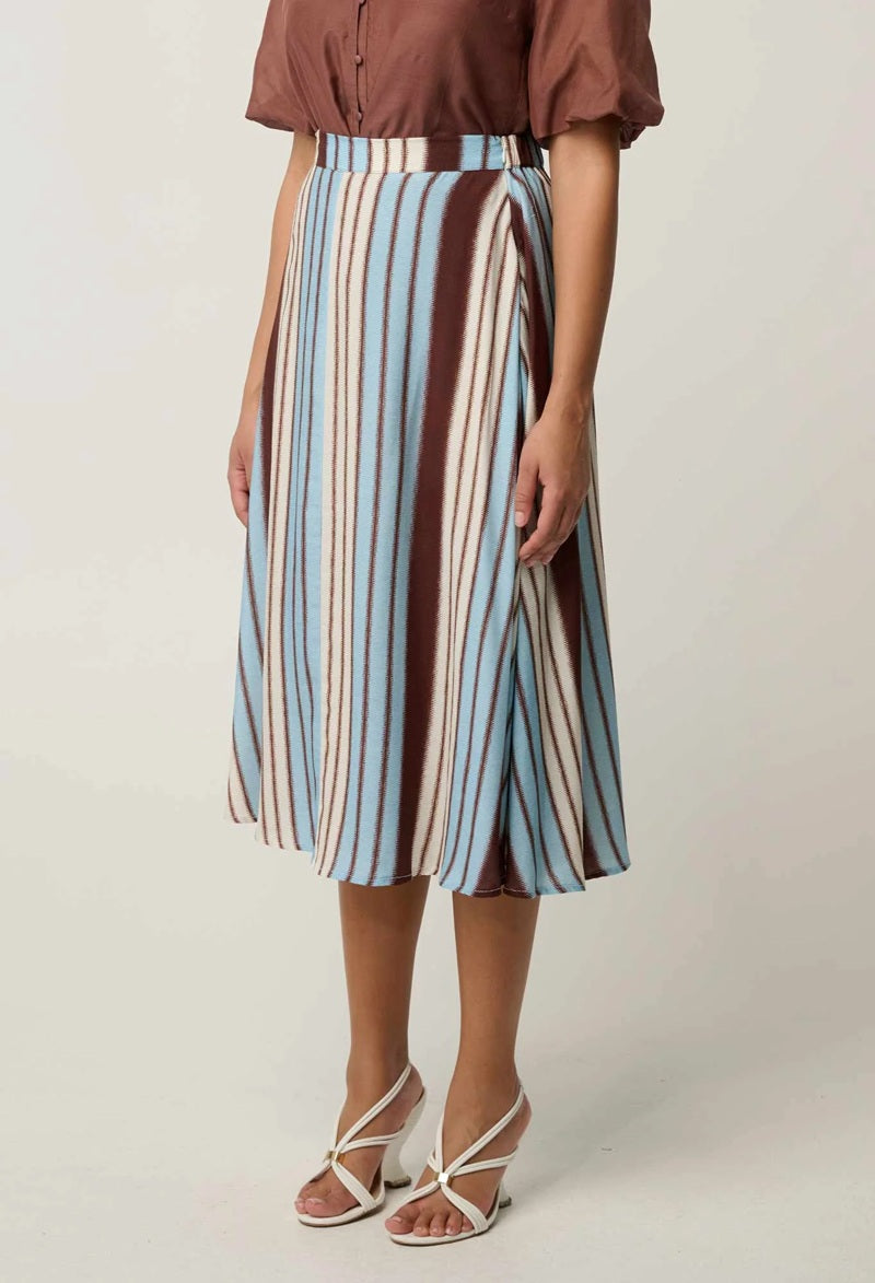 Iris Viscose Blend Skirt | Iridescent Stripe