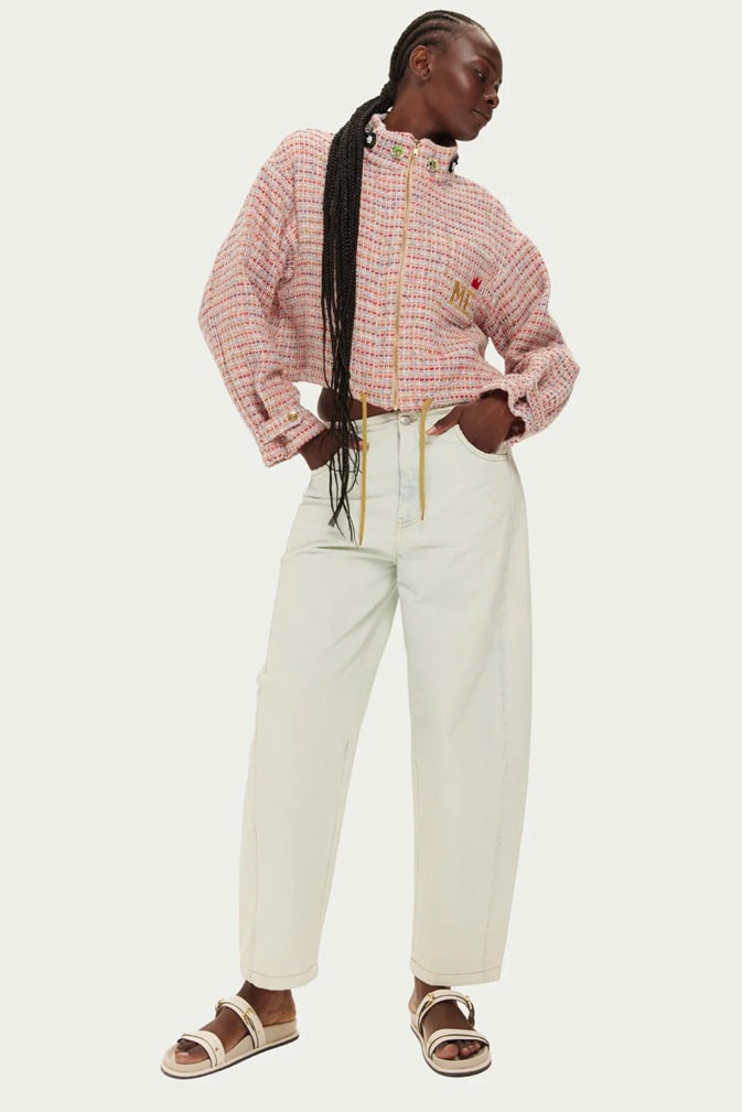 Ivy Cropped High Neck Zip Jacket | Pink