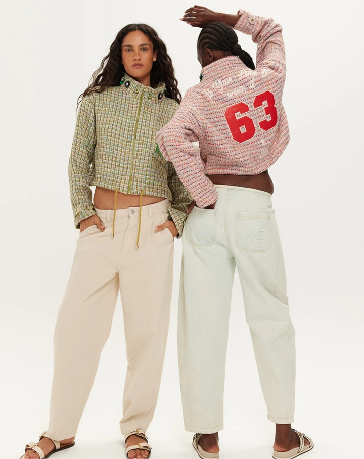 Ivy Cropped High Neck Zip Jacket | Pink