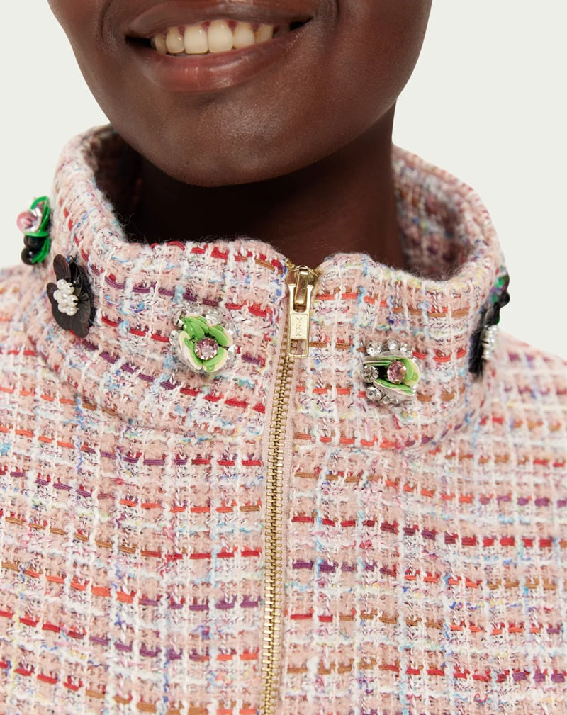 Ivy Cropped High Neck Zip Jacket | Pink