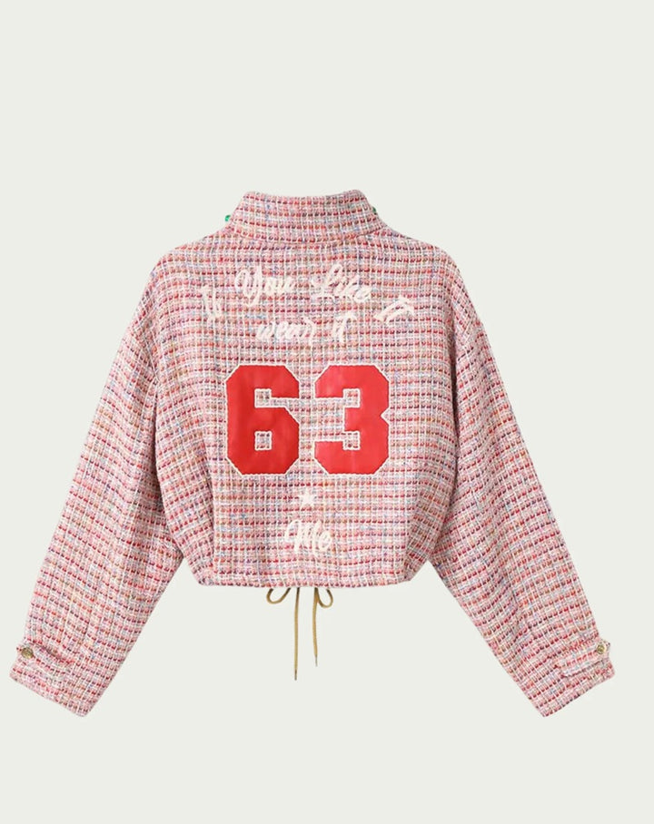 Ivy Cropped High Neck Zip Jacket | Pink
