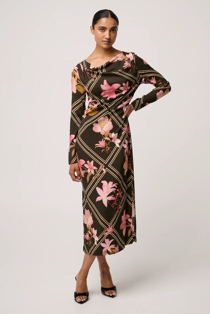 Jayden Cupro Viscose Stretch Dress | Obsidian Bloom