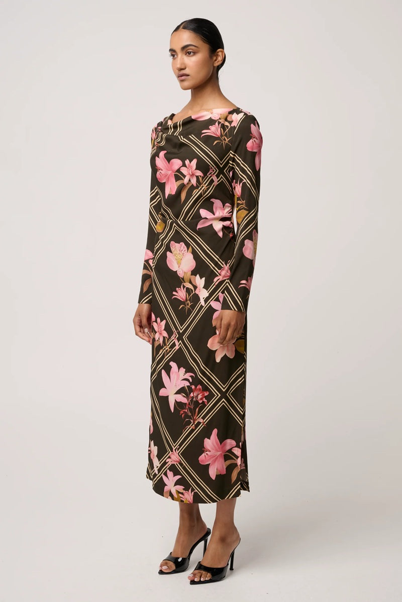 Jayden Cupro Viscose Stretch Dress | Obsidian Bloom