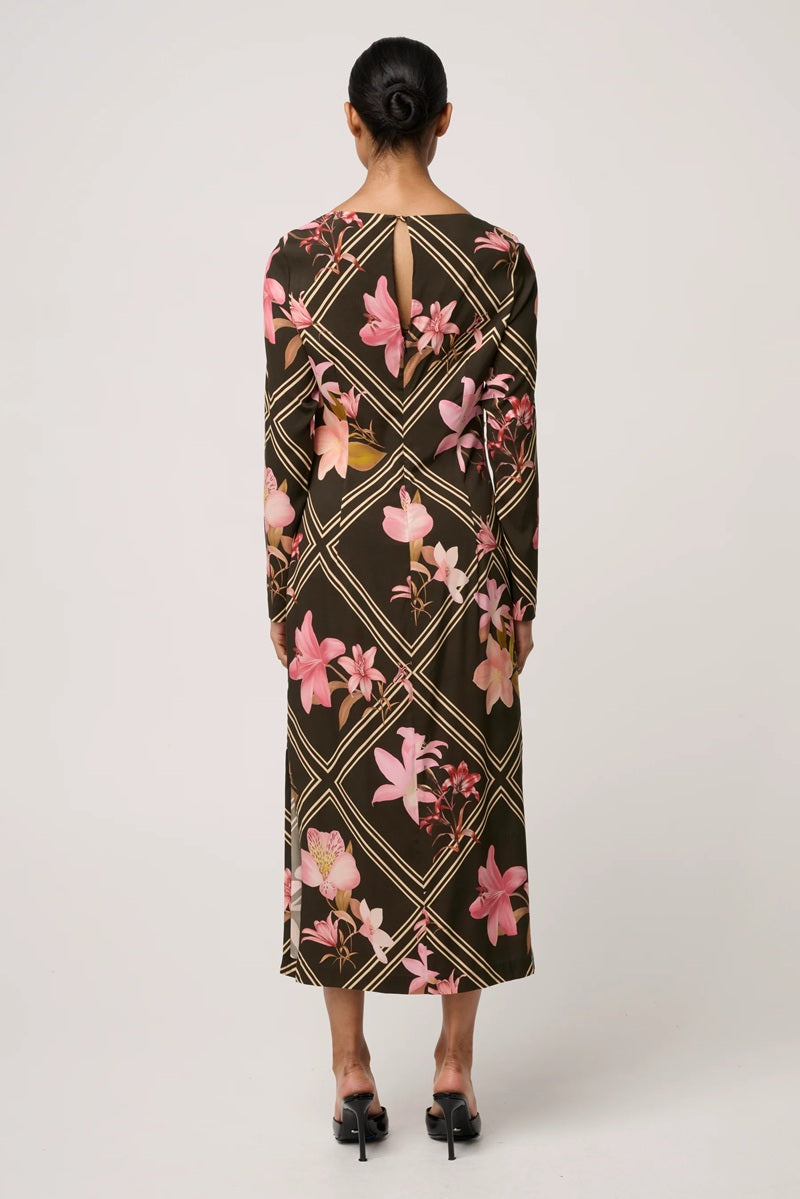 Jayden Cupro Viscose Stretch Dress | Obsidian Bloom
