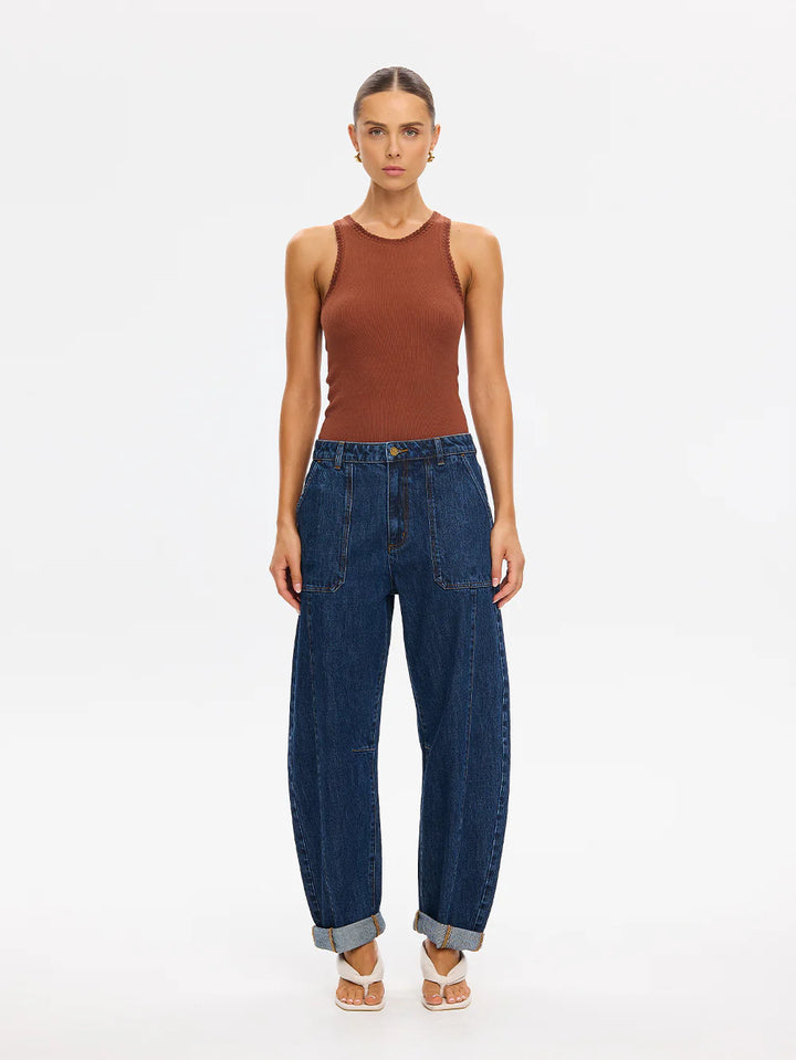 Jessica Barrel Jean | Dark Stonewash