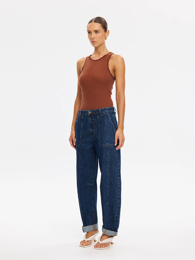 Jessica Barrel Jean | Dark Stonewash