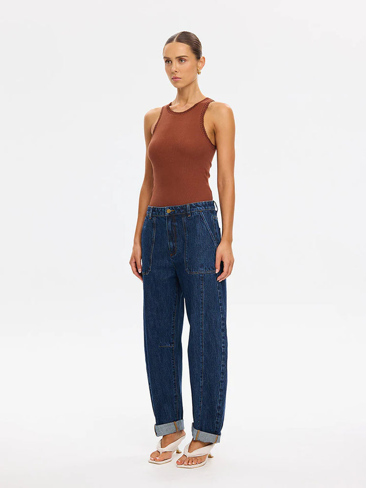 Jessica Barrel Jean | Dark Stonewash