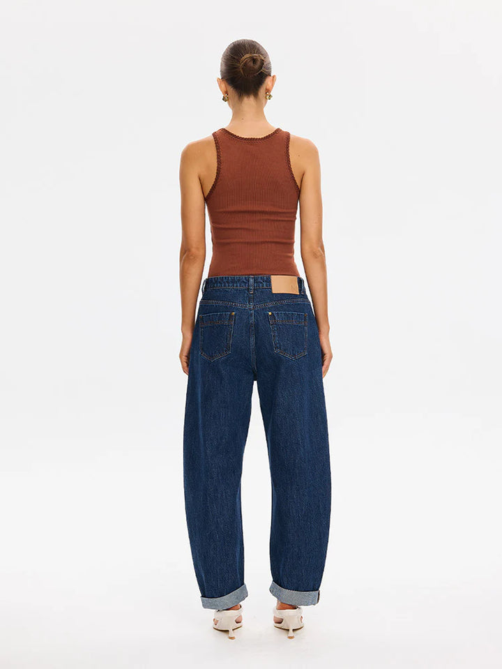 Jessica Barrel Jean | Dark Stonewash