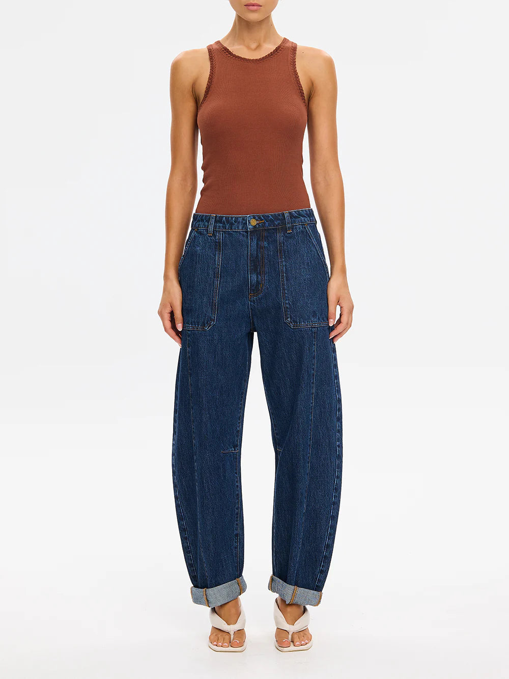 Jessica Barrel Jean | Dark Stonewash
