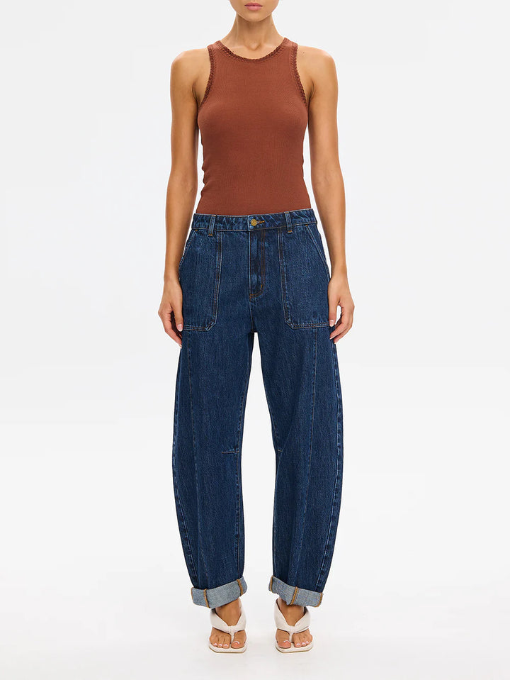 Jessica Barrel Jean | Dark Stonewash