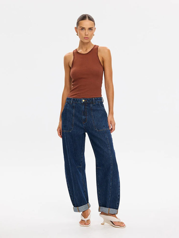 Jessica Barrel Jean | Dark Stonewash