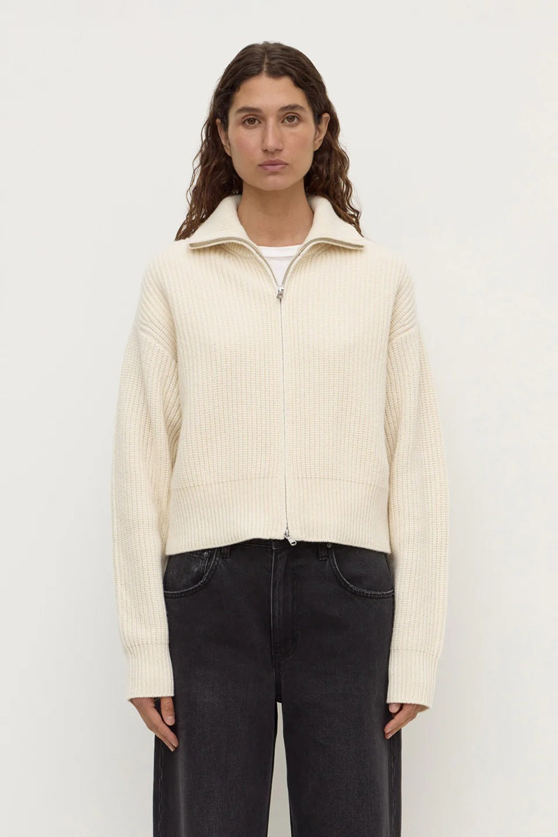 Kaia Wool Zip Sweater | Antique White
