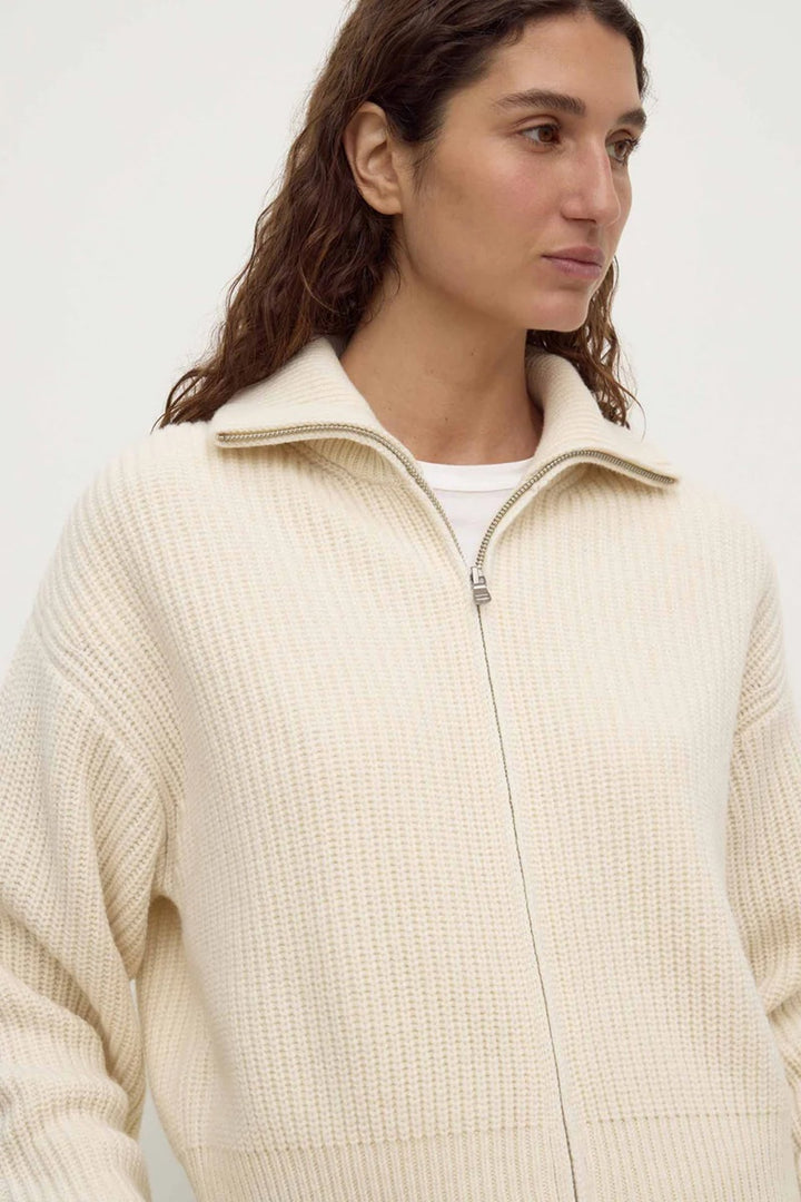 Kaia Wool Zip Sweater | Antique White