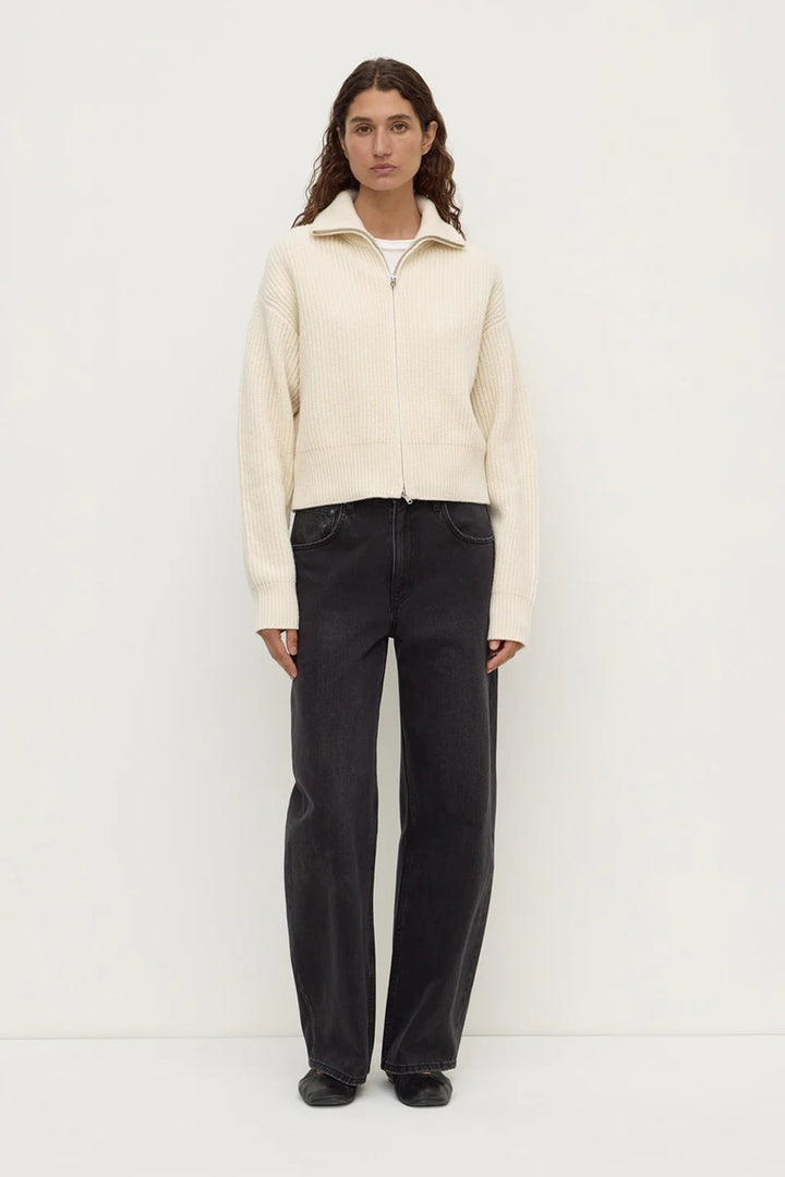 Kaia Wool Zip Sweater | Antique White
