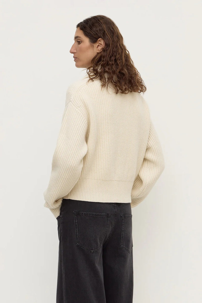 Kaia Wool Zip Sweater | Antique White