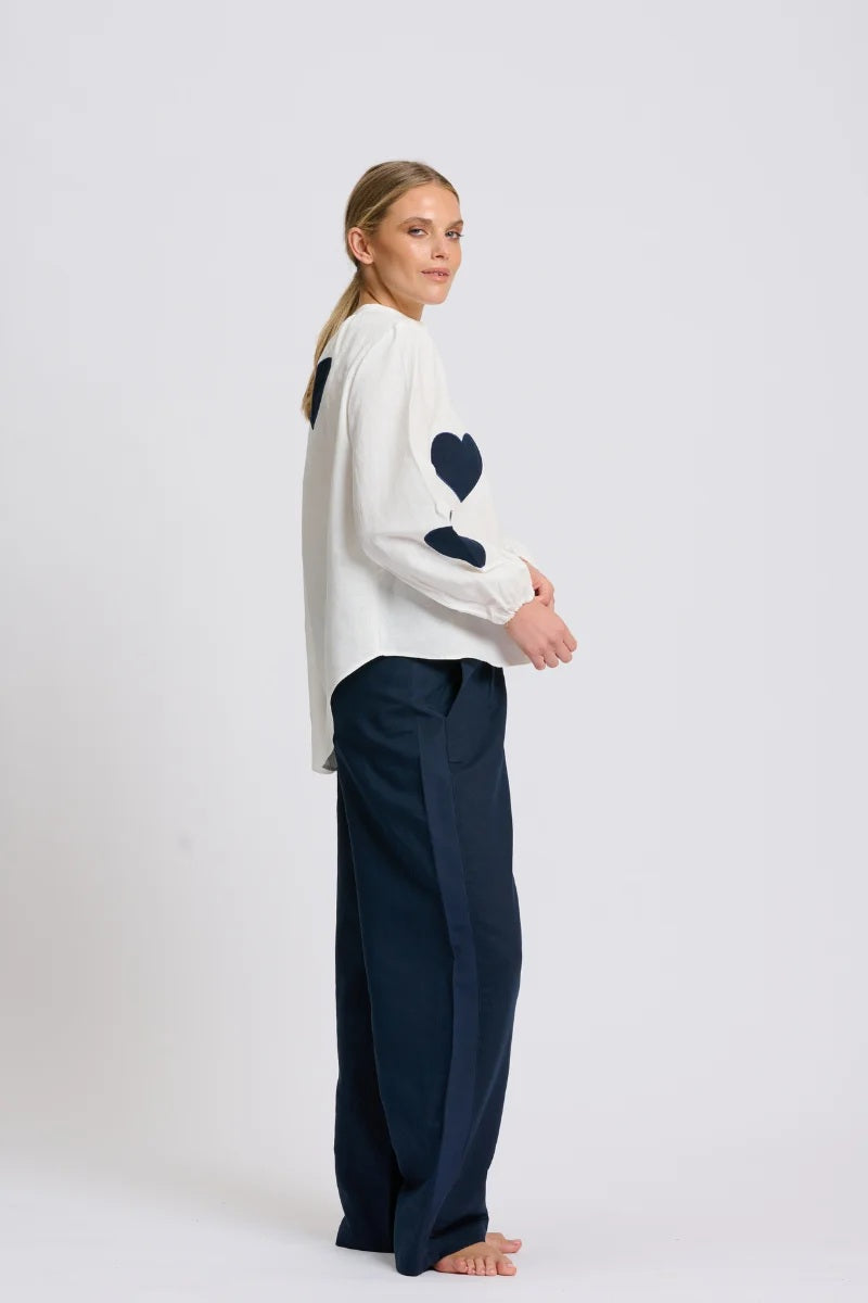 Kitty Popover Shirt | Navy Heart