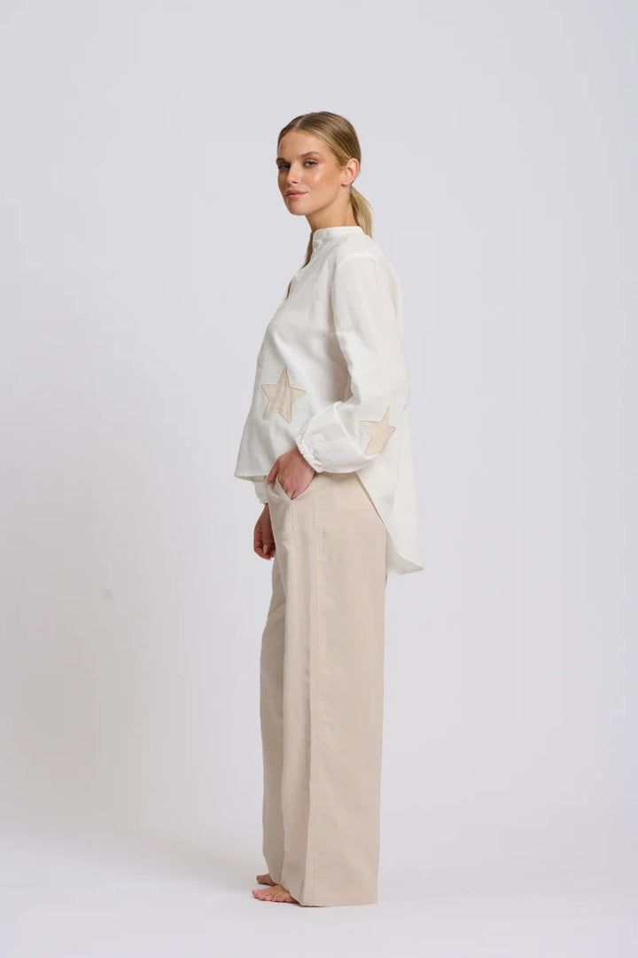 Kitty Popover Shirt | Ivory Biscuit Star