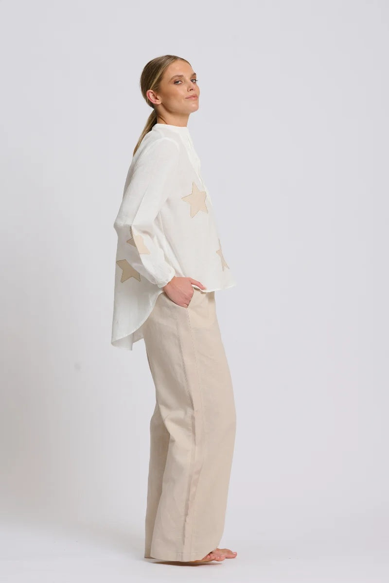 Kitty Popover Shirt | Ivory Biscuit Star