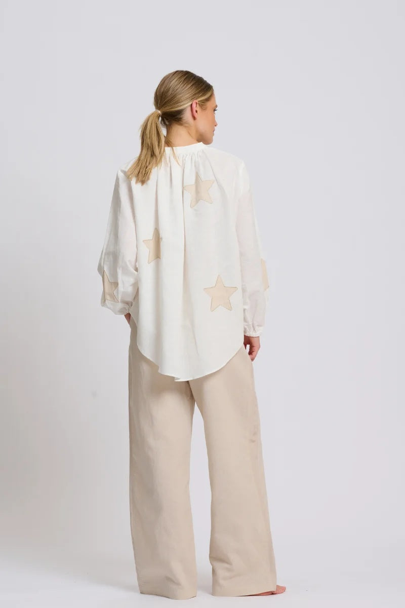 Kitty Popover Shirt | Ivory Biscuit Star