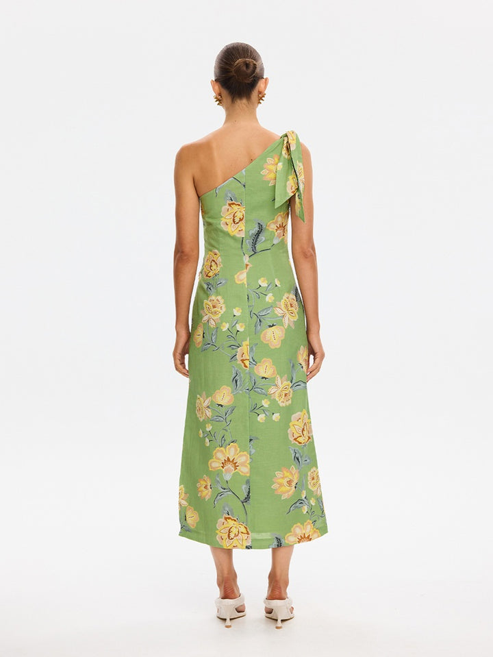 Eve One Shoulder Midi Dress | Green