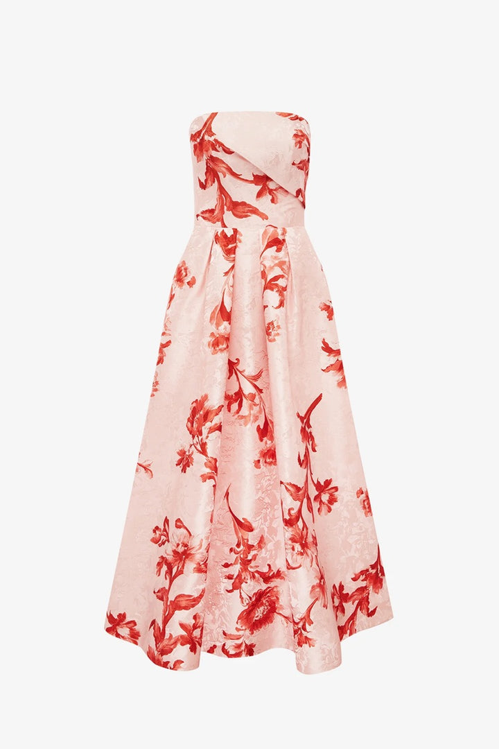 Lynn Jacquard Bustier Midi Dress | Magnolia Print