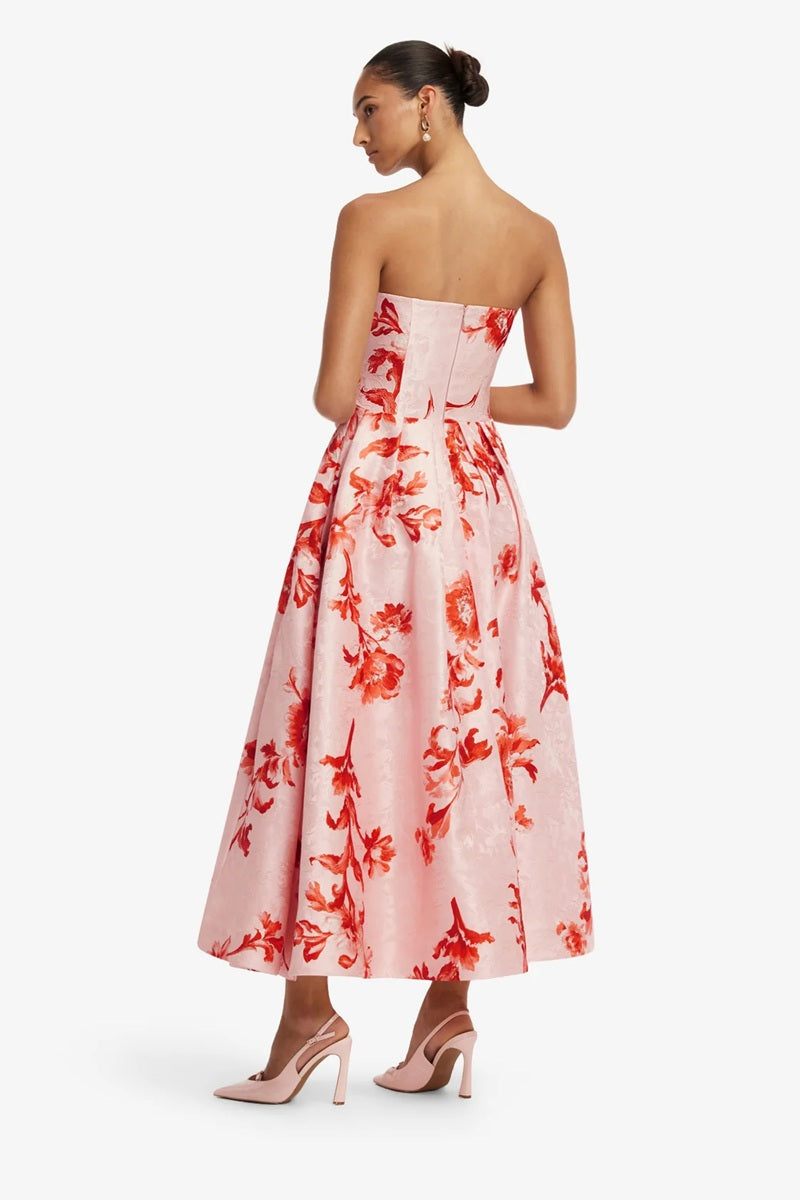 Lynn Jacquard Bustier Midi Dress | Magnolia Print