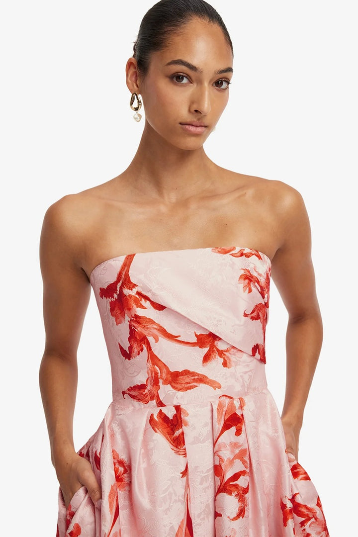 Lynn Jacquard Bustier Midi Dress | Magnolia Print