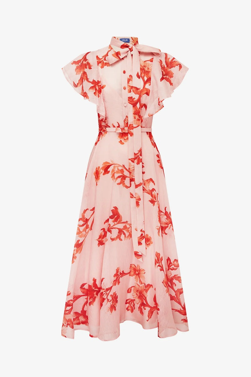 Elsie Flutter Sleeve Midi Dress | Magnolia Print