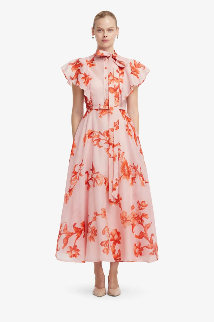 Elsie Flutter Sleeve Midi Dress | Magnolia Print