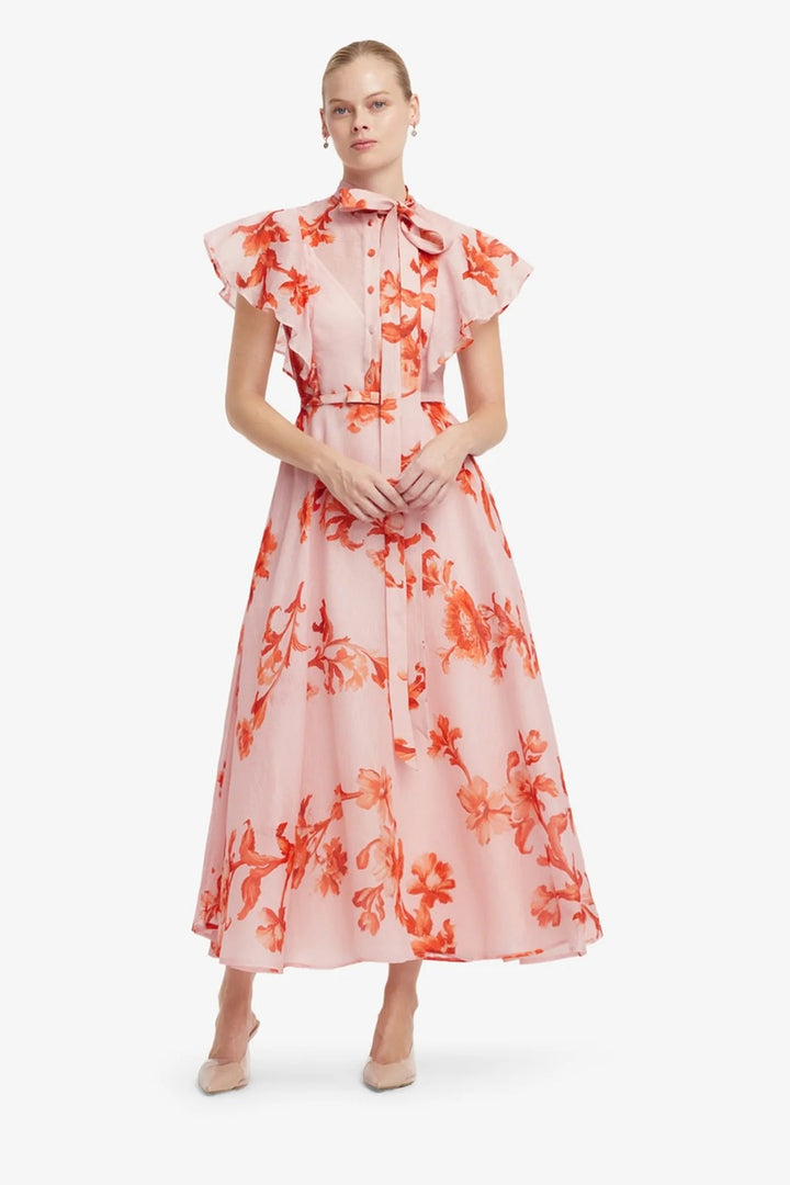 Elsie Flutter Sleeve Midi Dress | Magnolia Print