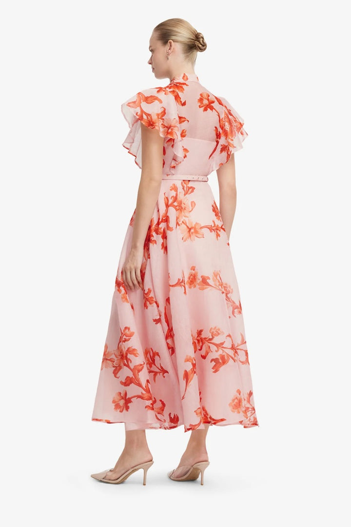 Elsie Flutter Sleeve Midi Dress | Magnolia Print