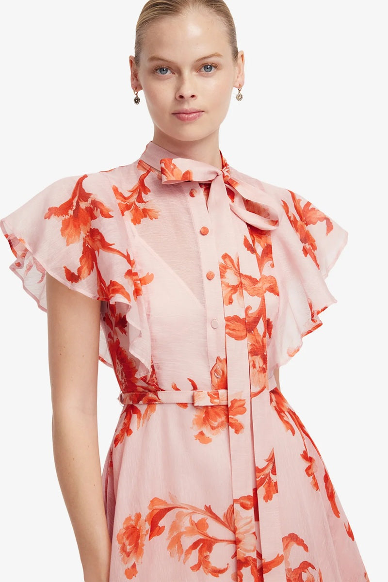 Elsie Flutter Sleeve Midi Dress | Magnolia Print