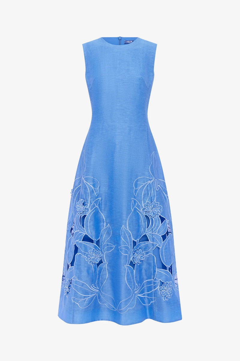 Cleo Applique Sleeveless Midi Dress | Azure