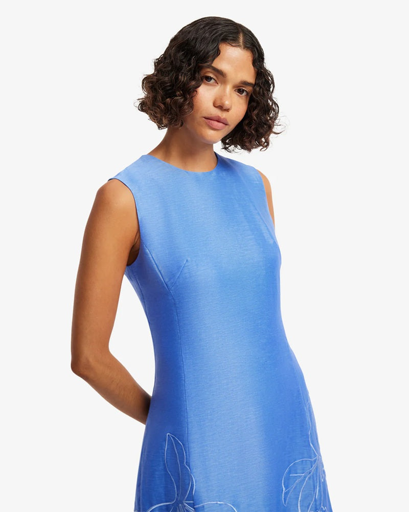 Cleo Applique Sleeveless Midi Dress | Azure