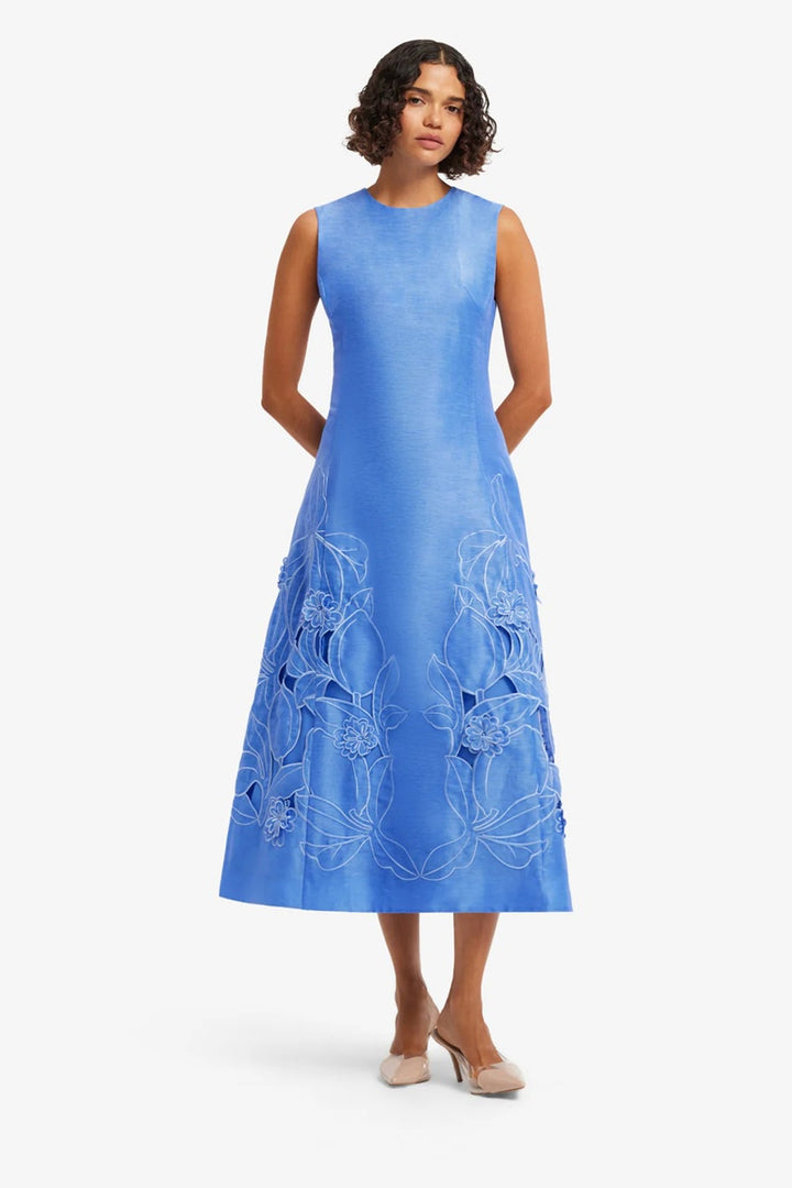 Cleo Applique Sleeveless Midi Dress | Azure