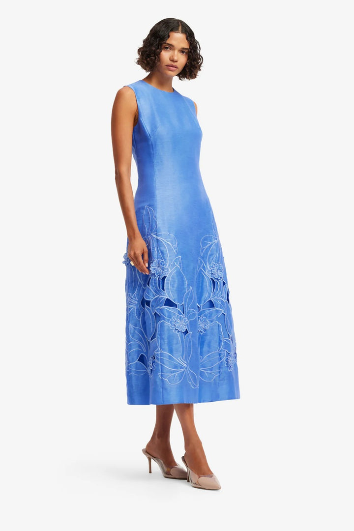 Cleo Applique Sleeveless Midi Dress | Azure